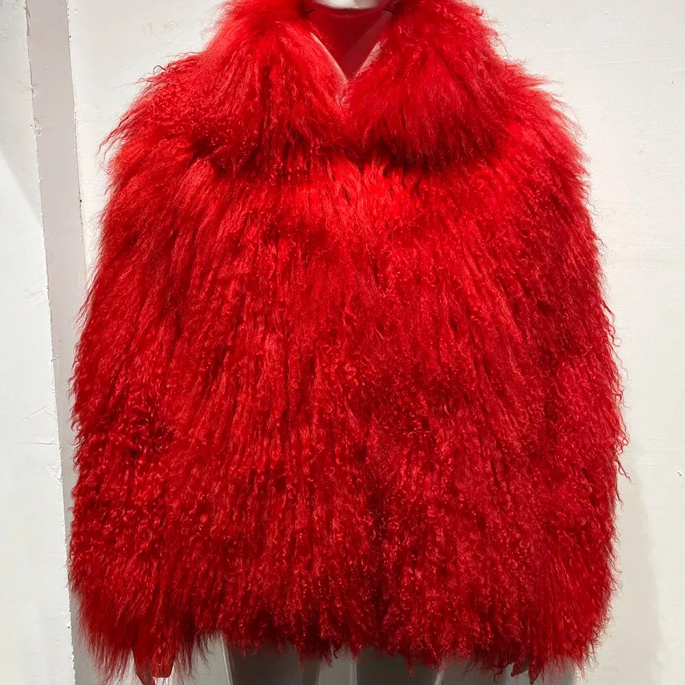 100% Genuine Mongolian Lamb Fur Coat