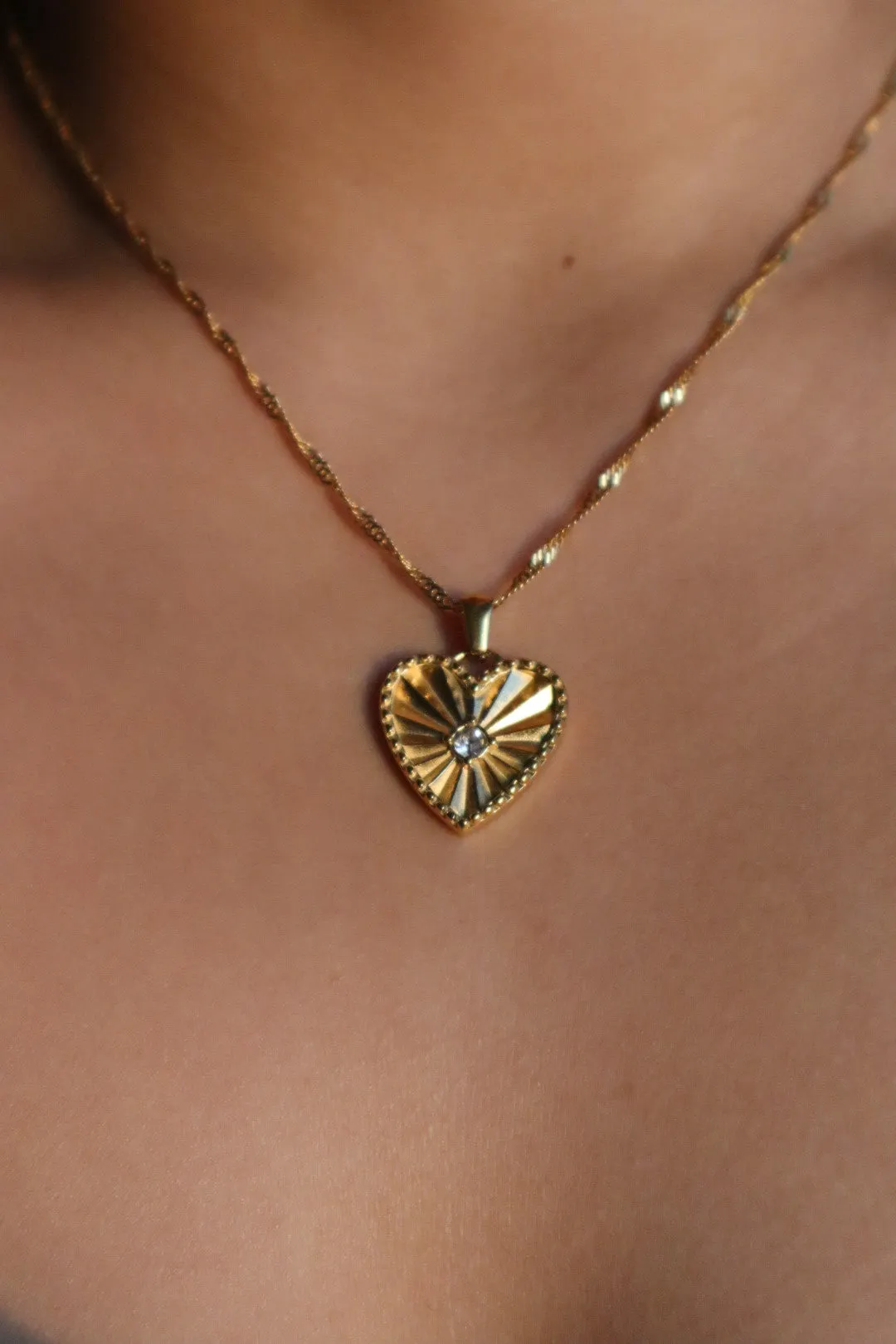 18K Gold Stainless Steel Heart Necklace