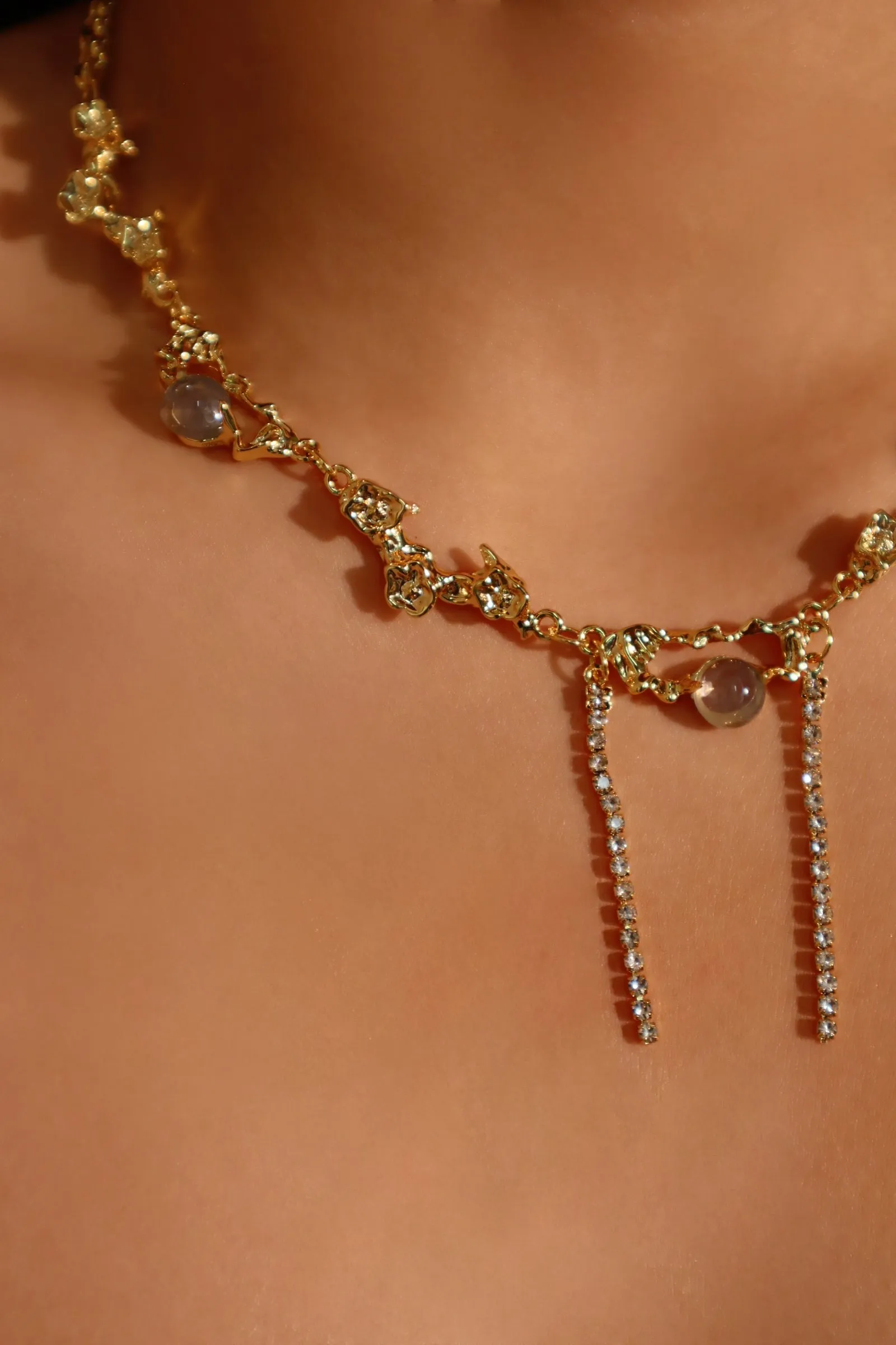 18K Real Gold Plated Moonlight Diamonds Necklace