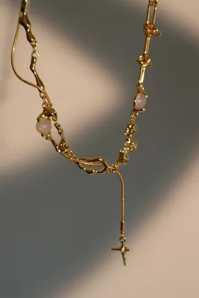 18K Real Gold Plated Moonlight Star Drop Necklace