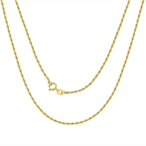 18K Yellow Gold Minimalist Shinny Rope Wheat Layering Chain Necklace