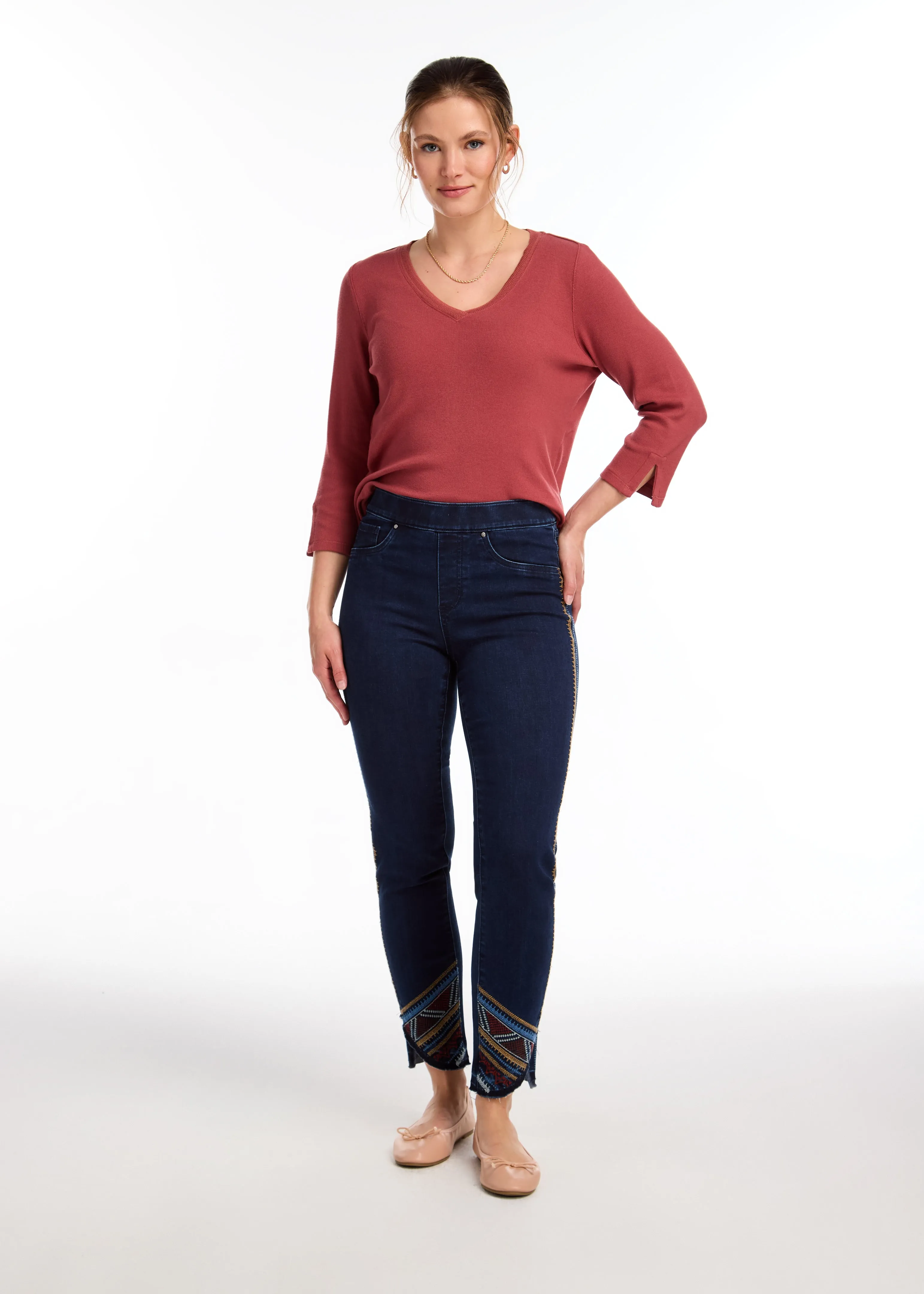 3/4 Sleeve V-Neck Top