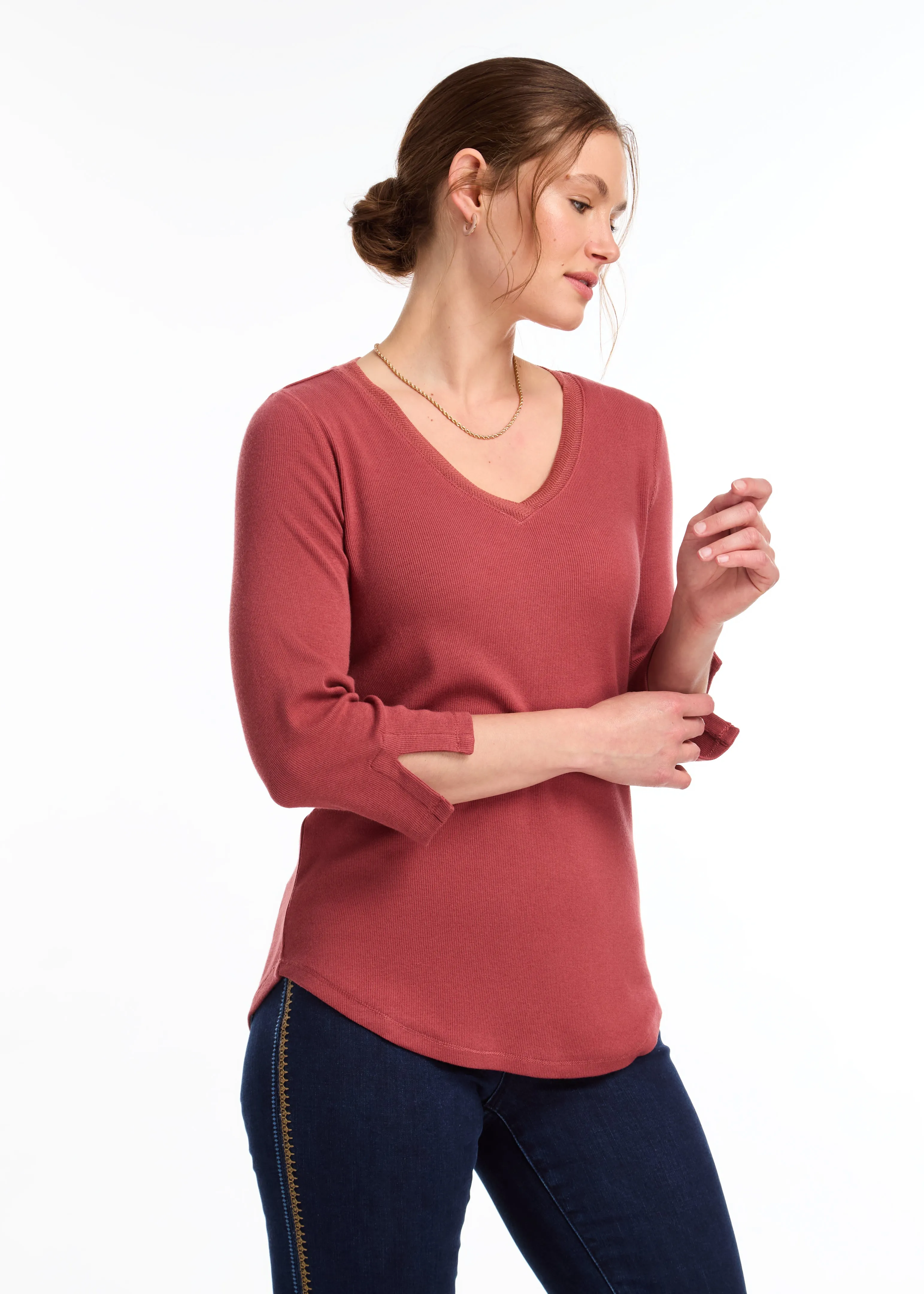 3/4 Sleeve V-Neck Top