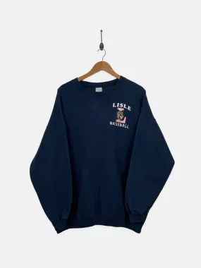90's Lisle Baseball Embroidered Vintage Sweatshirt Size XL