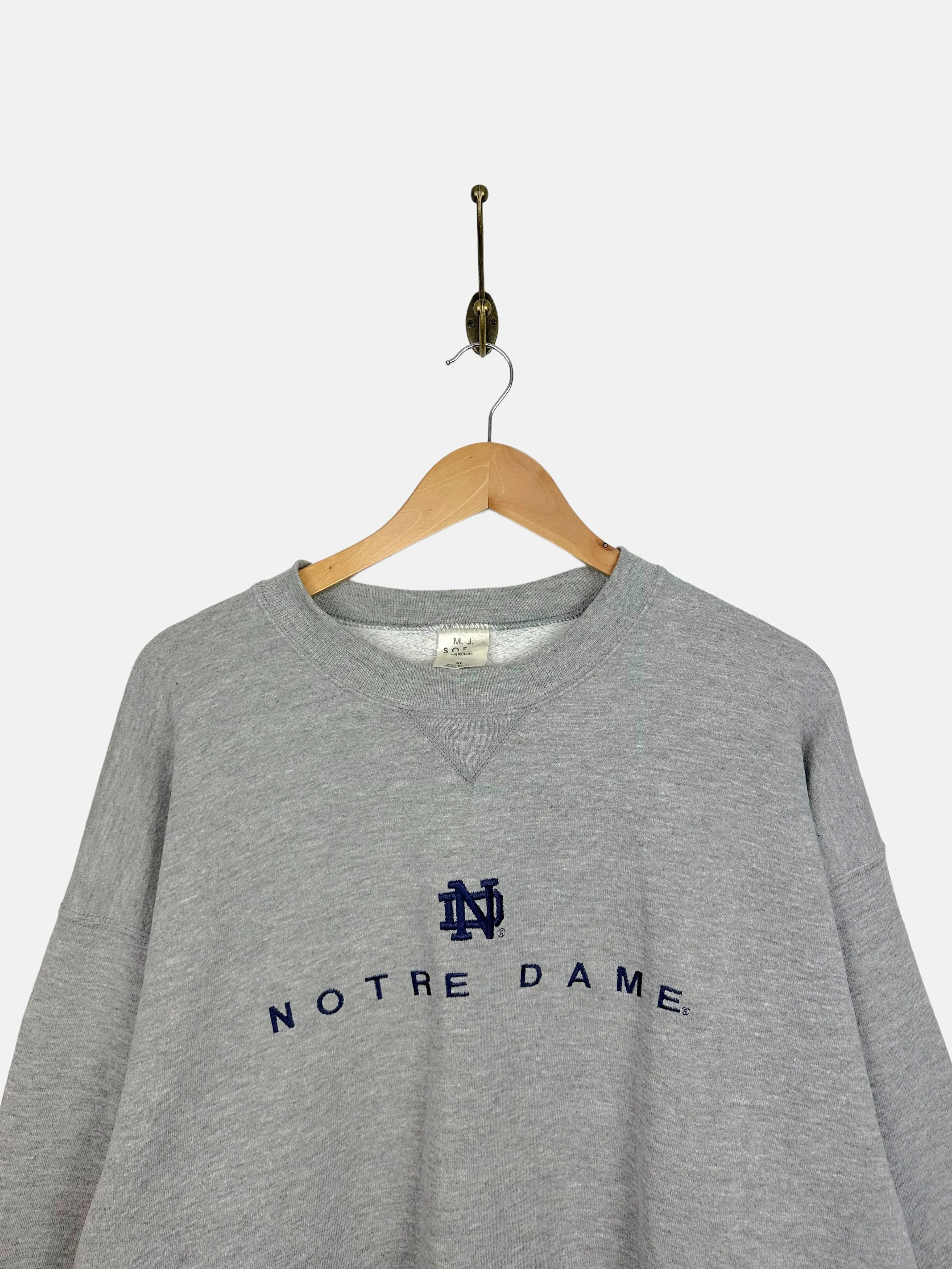 90's Notre Dame USA Made Embroidered Vintage Sweatshirt Size XL
