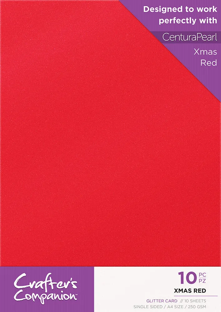 A4 Red Glitter Card - 10 Pack