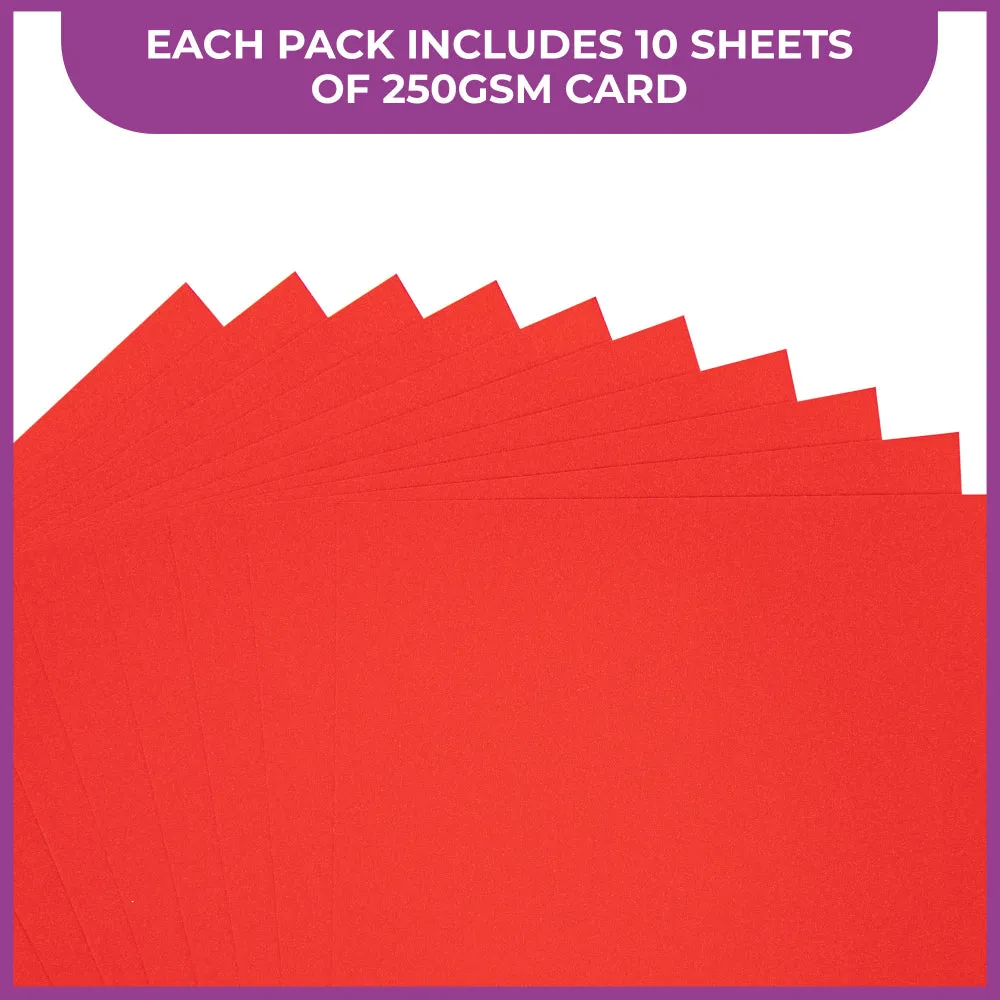 A4 Red Glitter Card - 10 Pack