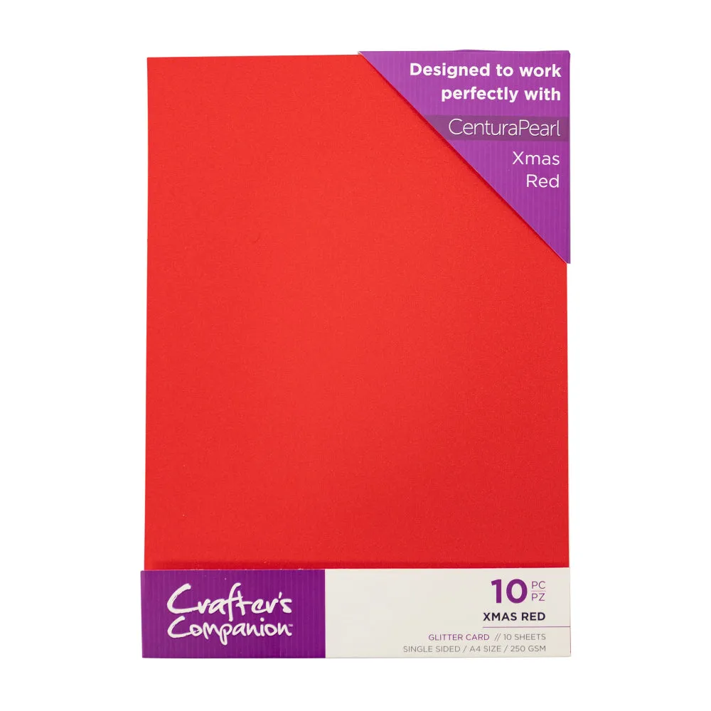 A4 Red Glitter Card - 10 Pack