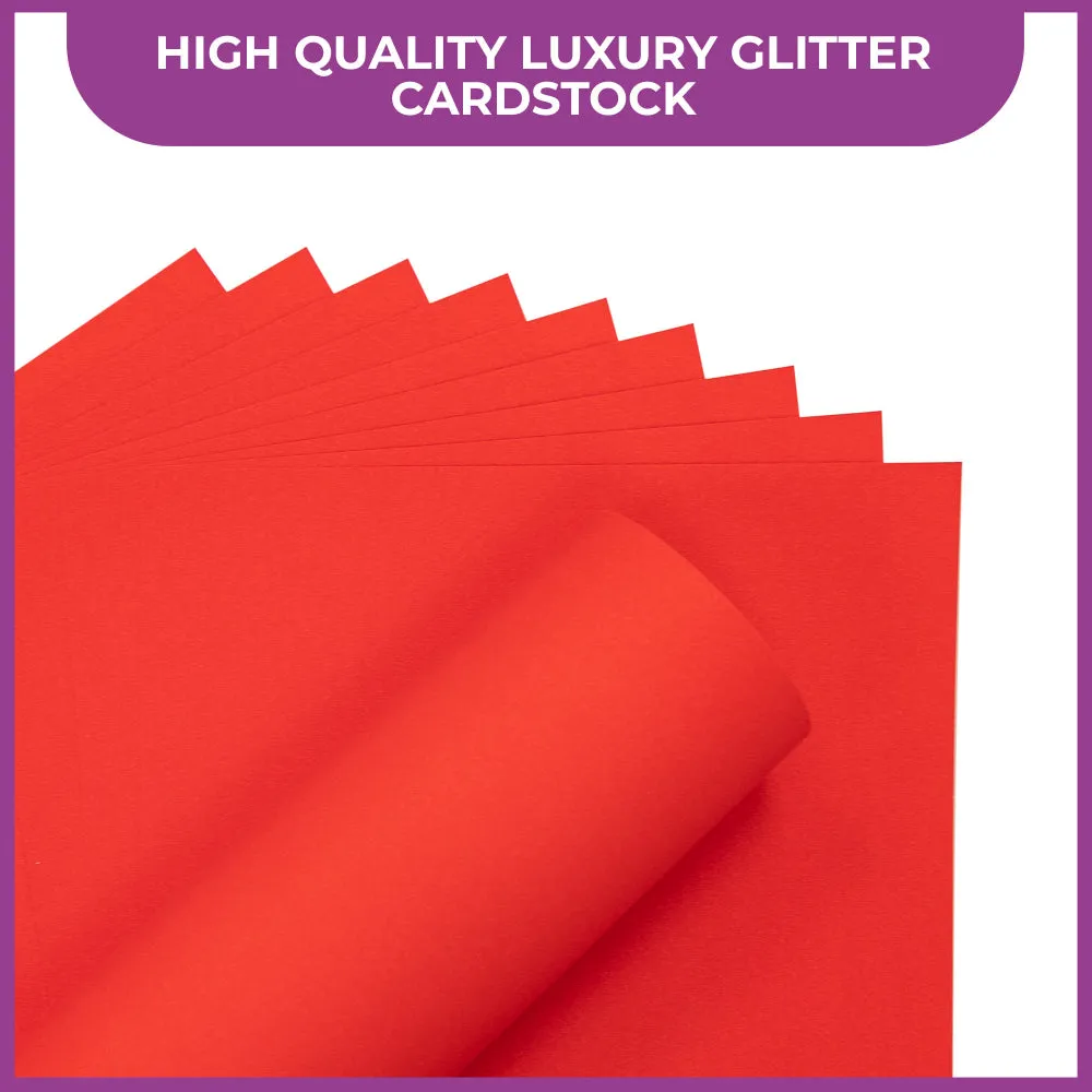 A4 Red Glitter Card - 10 Pack