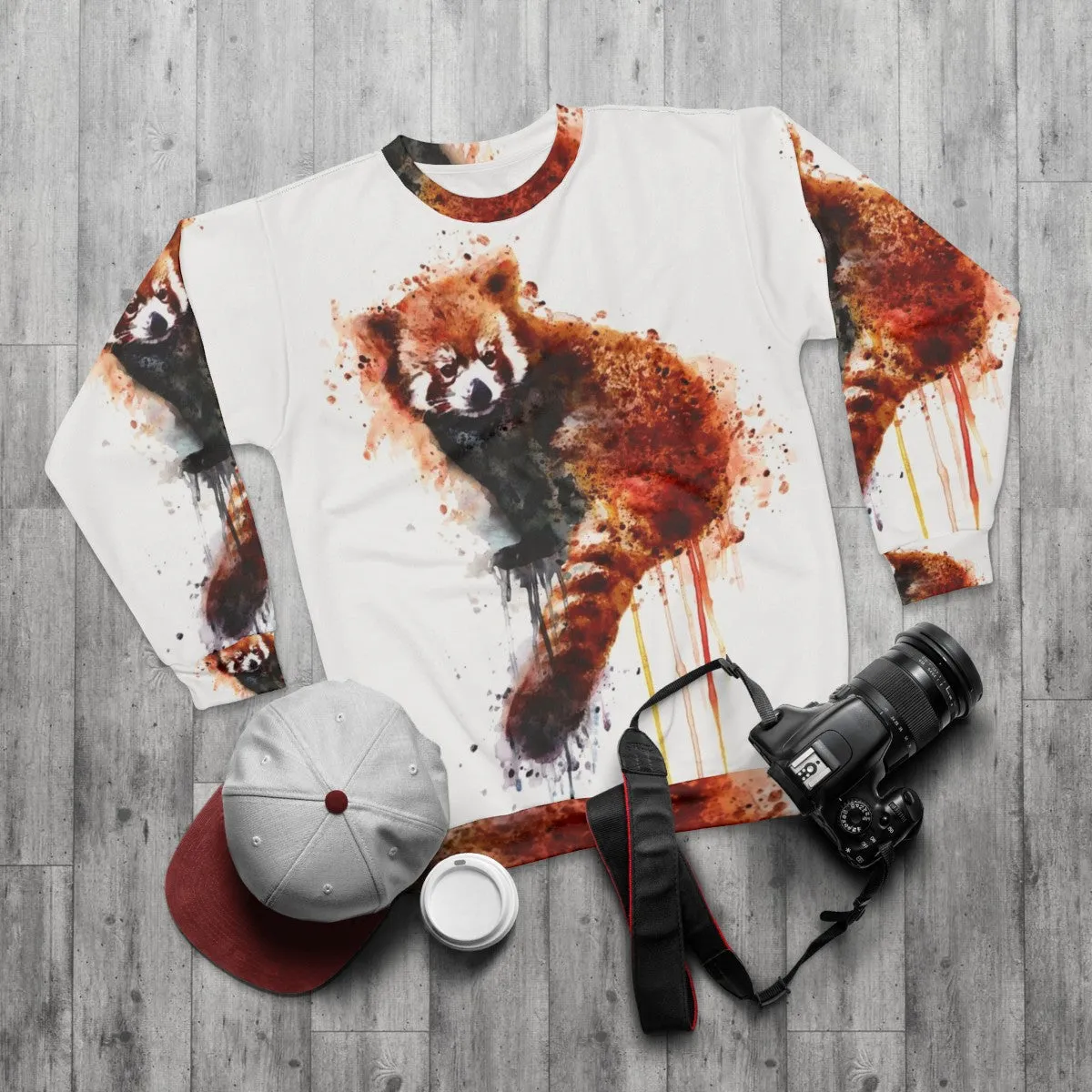 Adorable Red Panda Sweatshirt with Watercolor Animal Art
