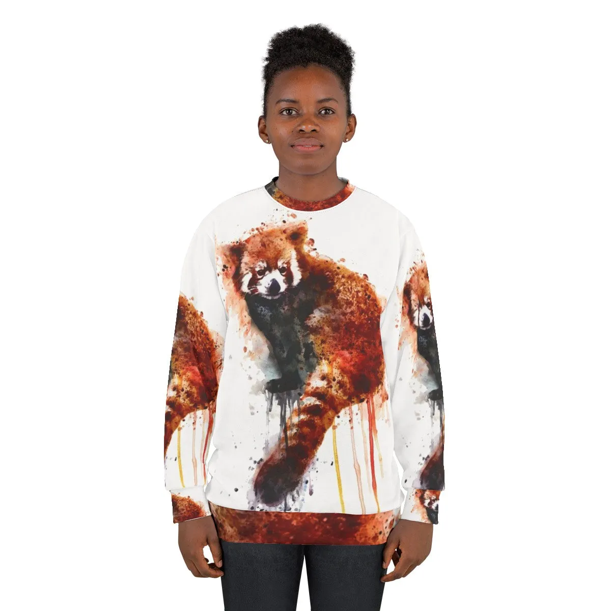 Adorable Red Panda Sweatshirt with Watercolor Animal Art