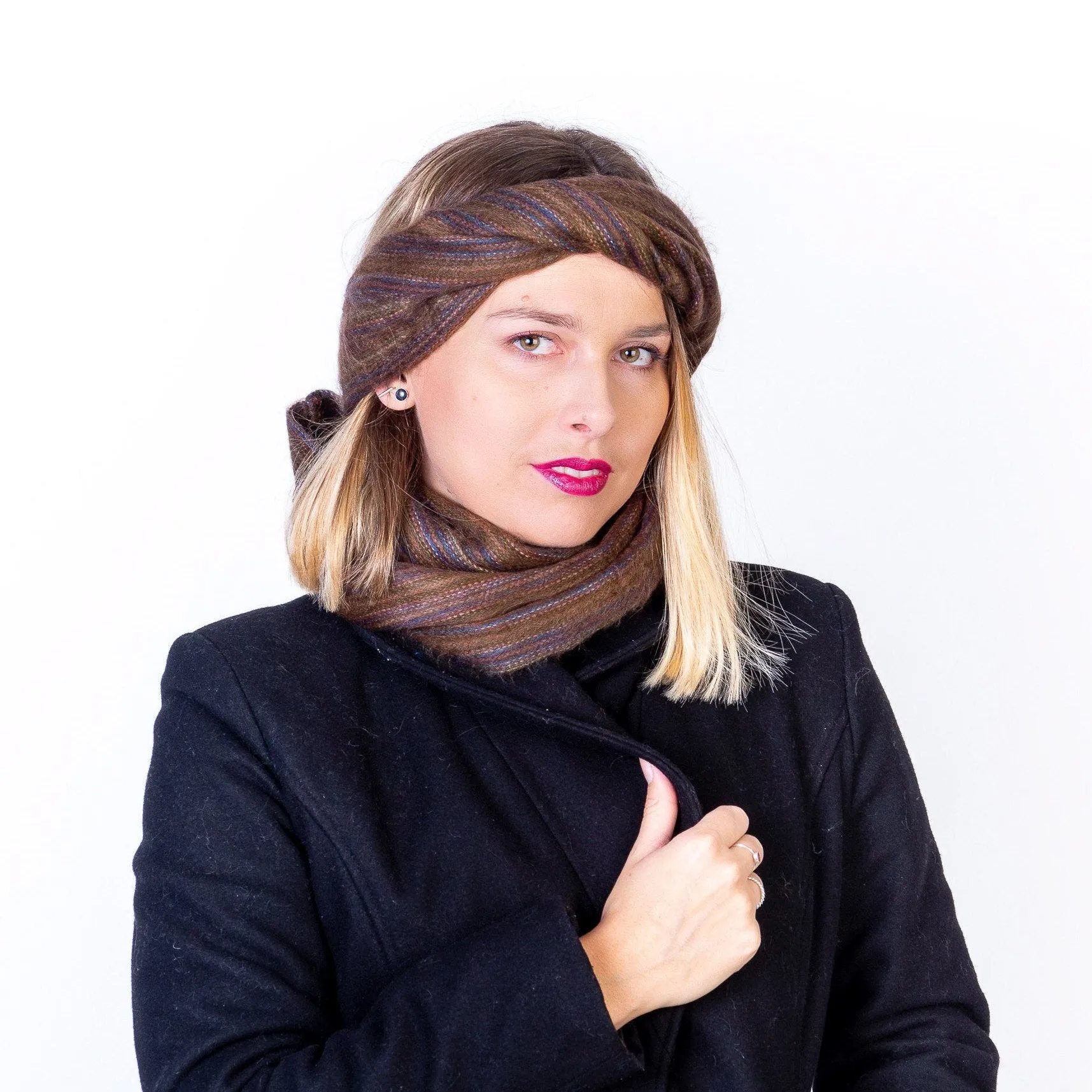 Alpaca Infinity Loop Boho Scarf, Cozy & Oversized (Traditional Inca Style)