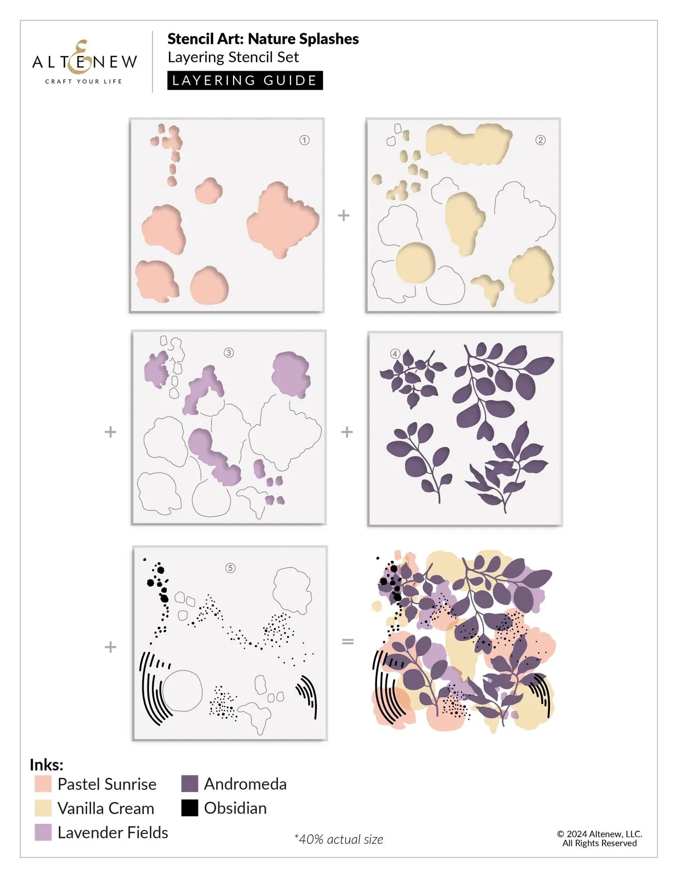 Altenew Stencil Art: Nature Splashes Layering Stencil Set (6 in 1)