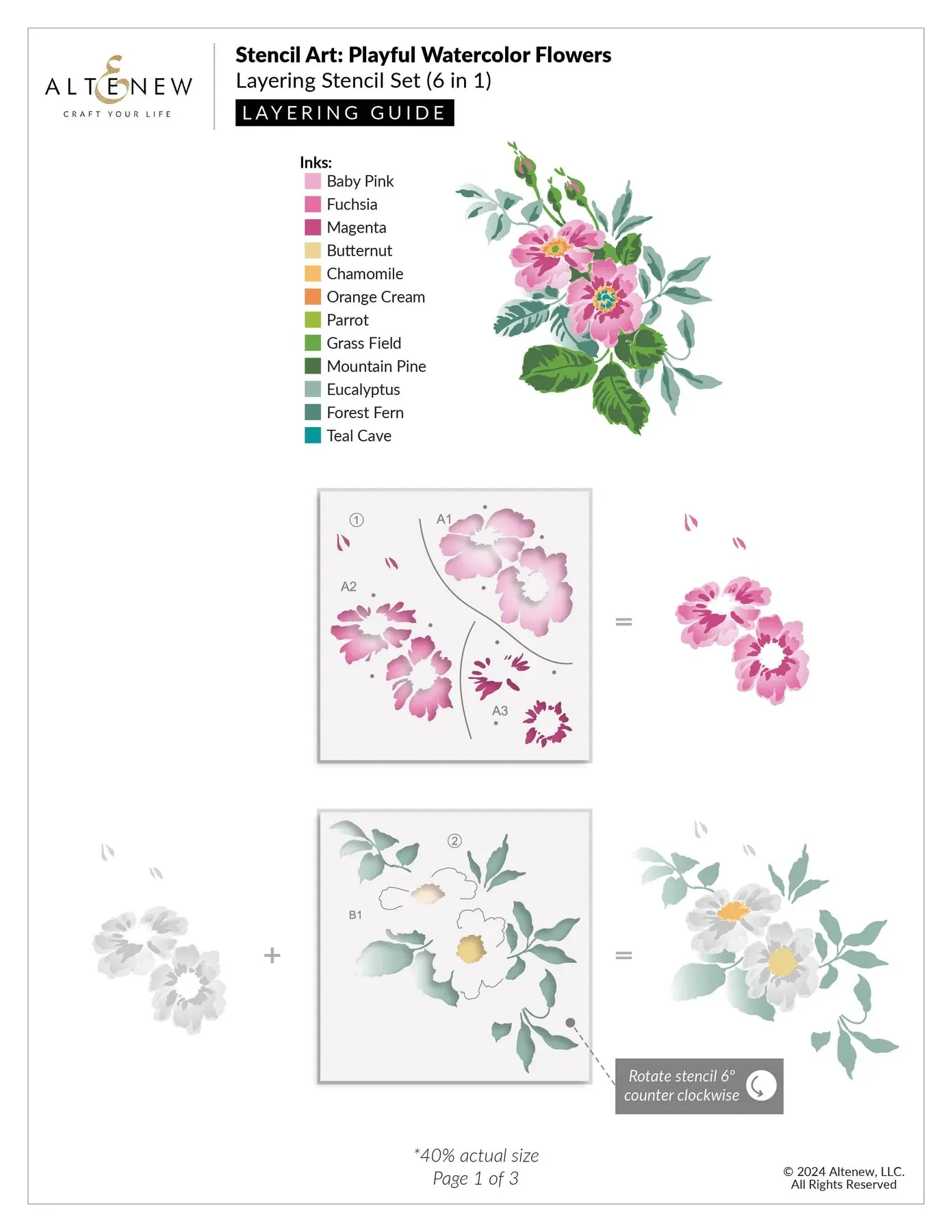 Altenew Stencil Art: Playful Watercolour Flowers Layering Stencil Set (6 in 1)*