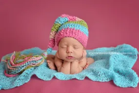 Aqua Blue Mohair Knit Baby Wrap Layering Piece