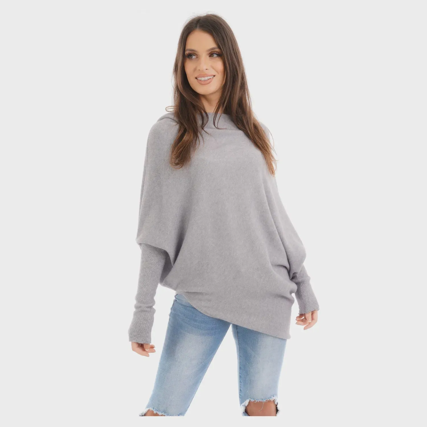 Audrey  Asymmetric Knitted Jumper - Ice