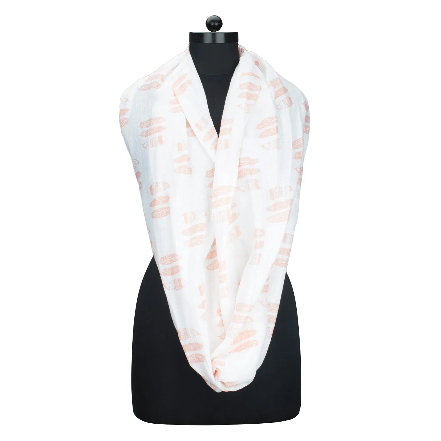 Bacati - Olivia Feathers Coral Muslin Nursing Scarf