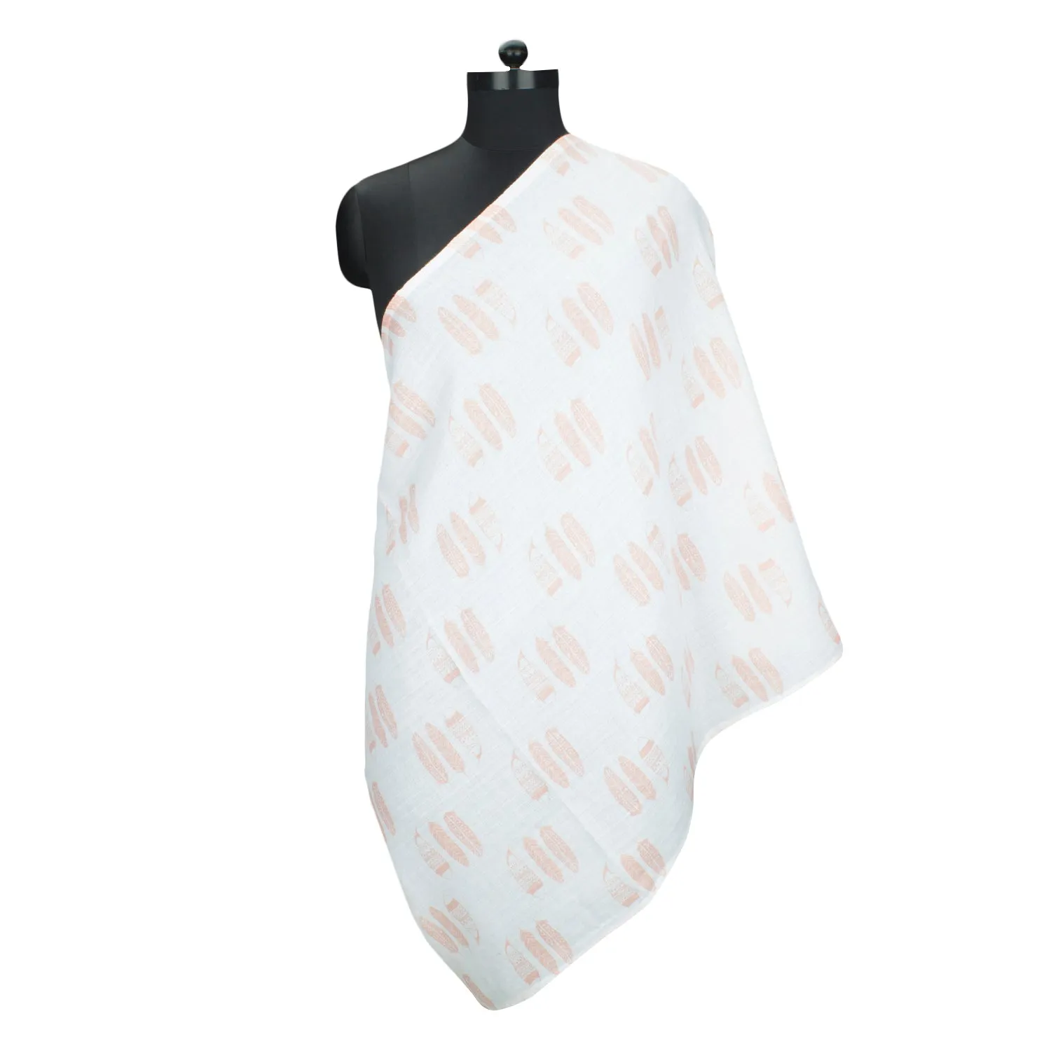 Bacati - Olivia Feathers Coral Muslin Nursing Scarf