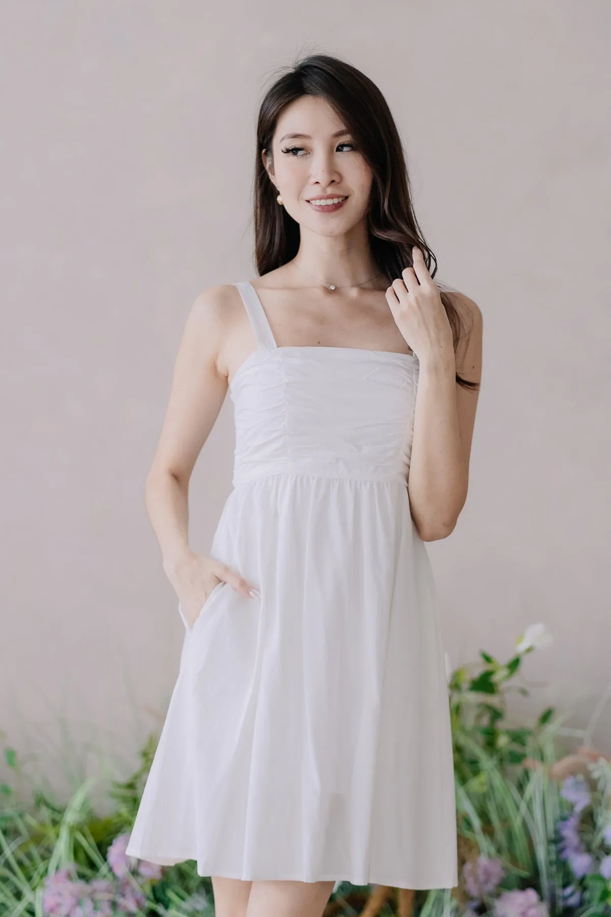 Barbie Babydoll Ruche Dress Romper - White [XS/S/M/L/XL]