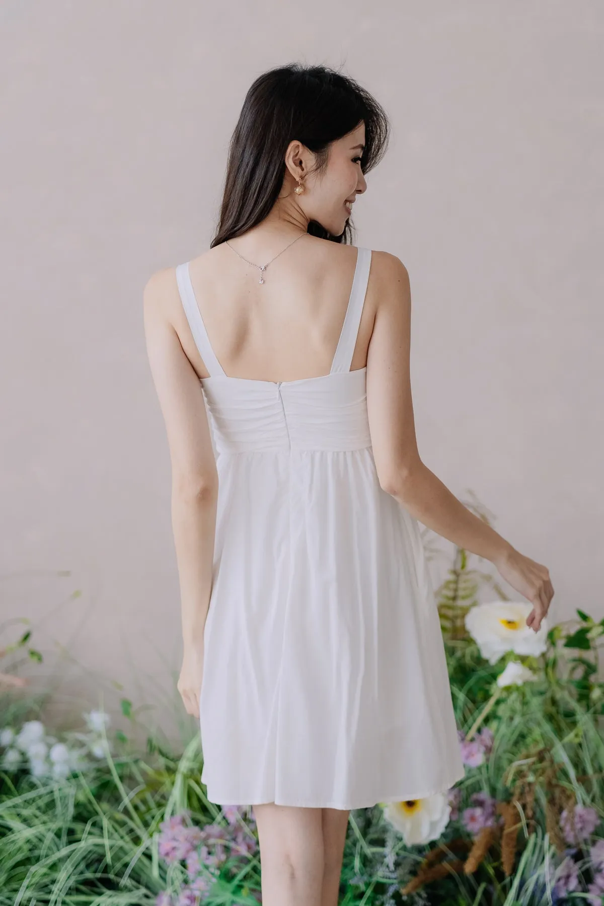 Barbie Babydoll Ruche Dress Romper - White [XS/S/M/L/XL]
