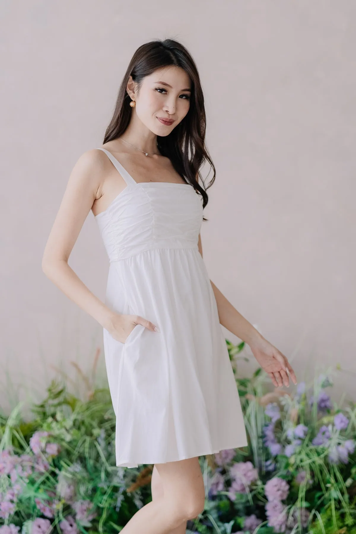 Barbie Babydoll Ruche Dress Romper - White [XS/S/M/L/XL]