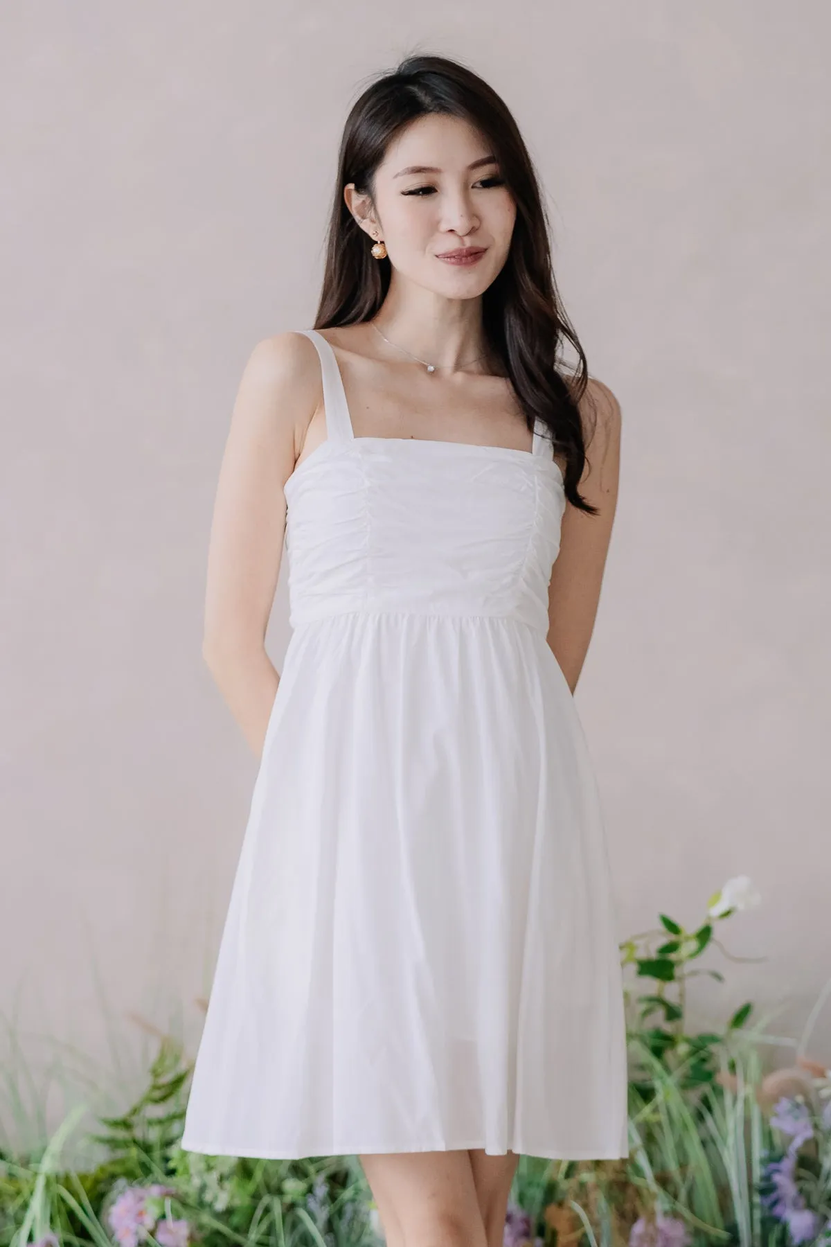 Barbie Babydoll Ruche Dress Romper - White [XS/S/M/L/XL]