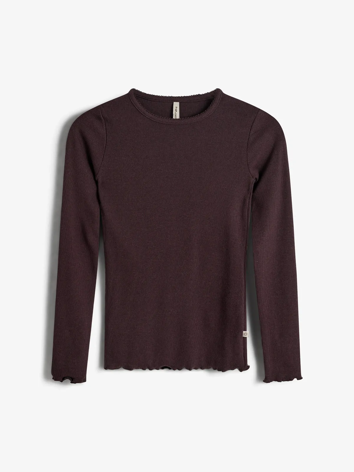 Basic Modal Long Sleeve Rib T-shirt - Kids - Dark Purple