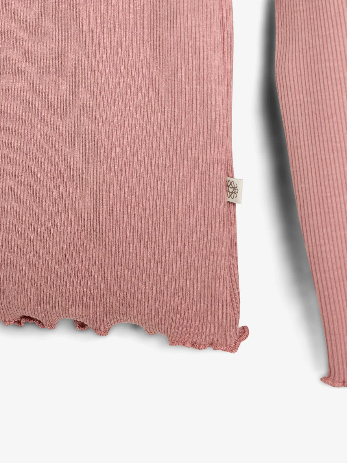 Basic Modal Long Sleeve Rib T-shirt - Kids - Dusty Rose