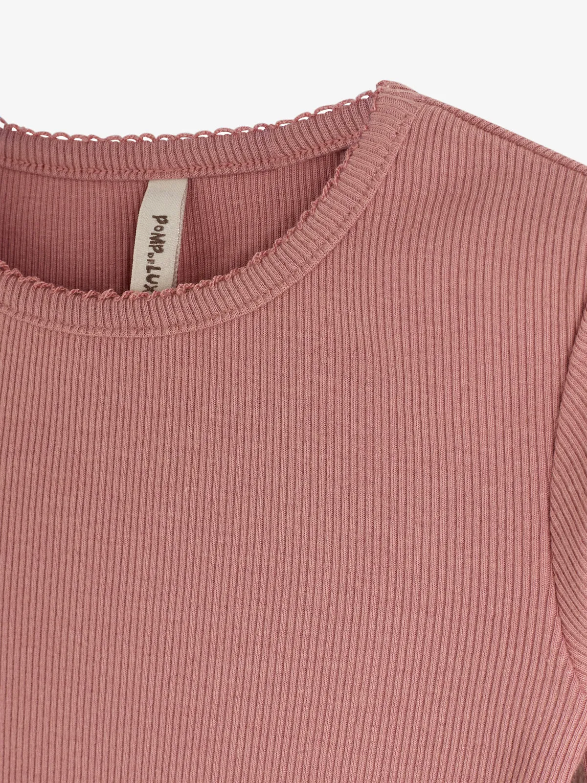 Basic Modal Long Sleeve Rib T-shirt - Kids - Dusty Rose