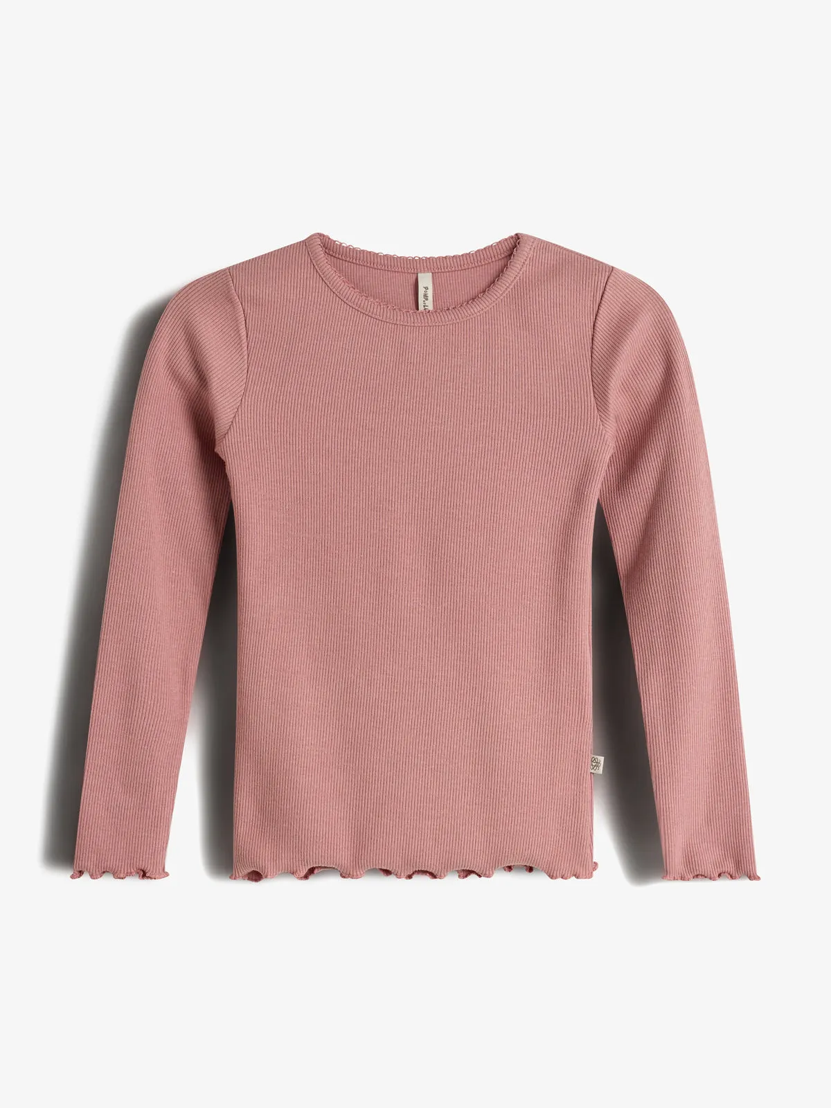 Basic Modal Long Sleeve Rib T-shirt - Kids - Dusty Rose