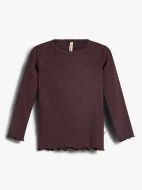 Basic Modal Long Sleeve Rib T-shirt - Little - Dark Purple