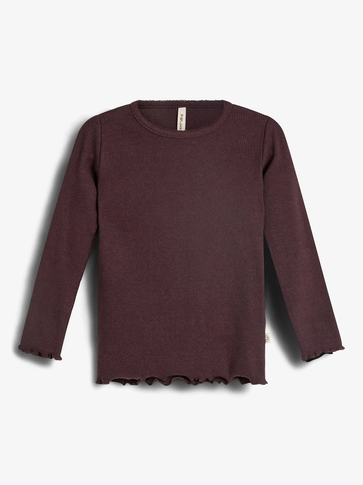 Basic Modal Long Sleeve Rib T-shirt - Little - Dark Purple