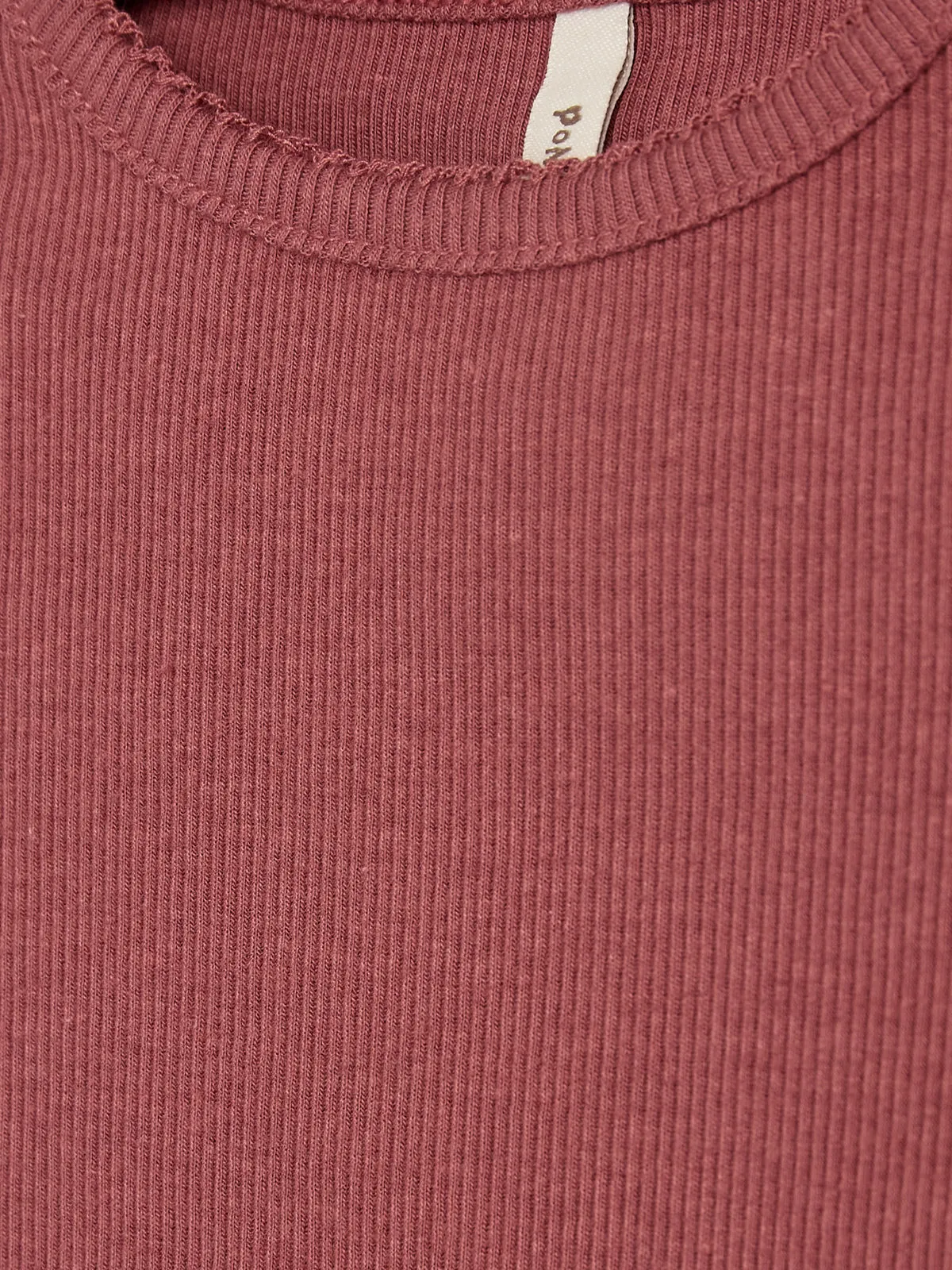 Basic Modal Long Sleeve Rib T-shirt - Little - Dark Rose