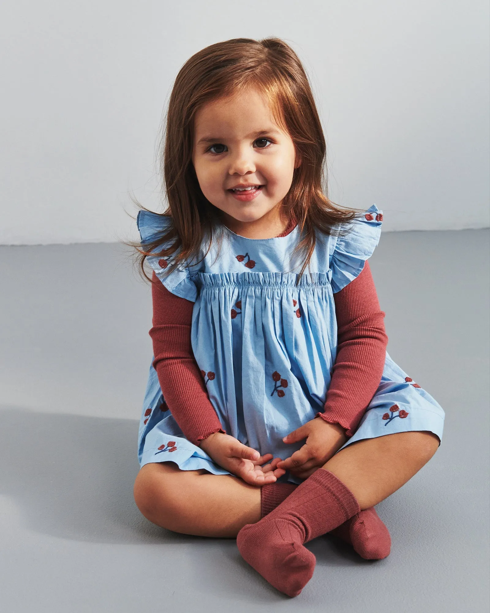 Basic Modal Long Sleeve Rib T-shirt - Little - Dark Rose