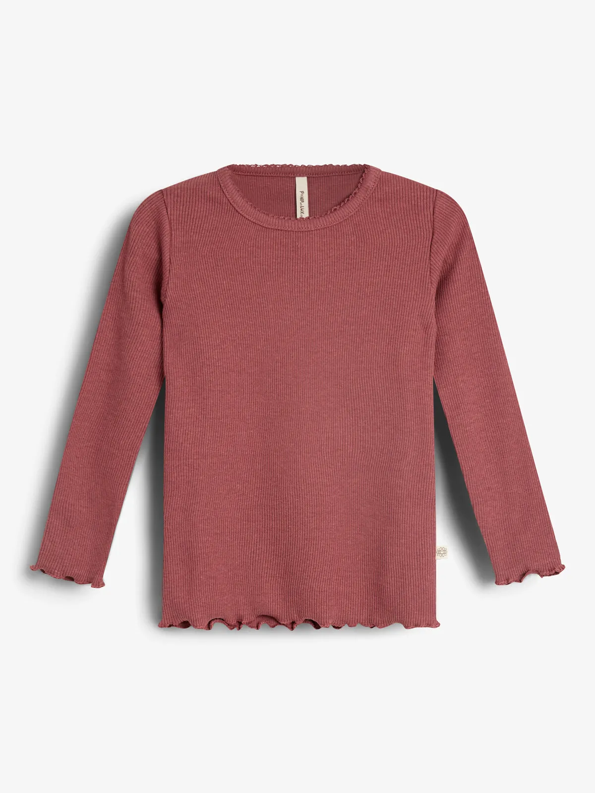 Basic Modal Long Sleeve Rib T-shirt - Little - Dark Rose