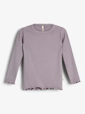 Basic Modal Long Sleeve Rib T-shirt - Little - Dusty Purple