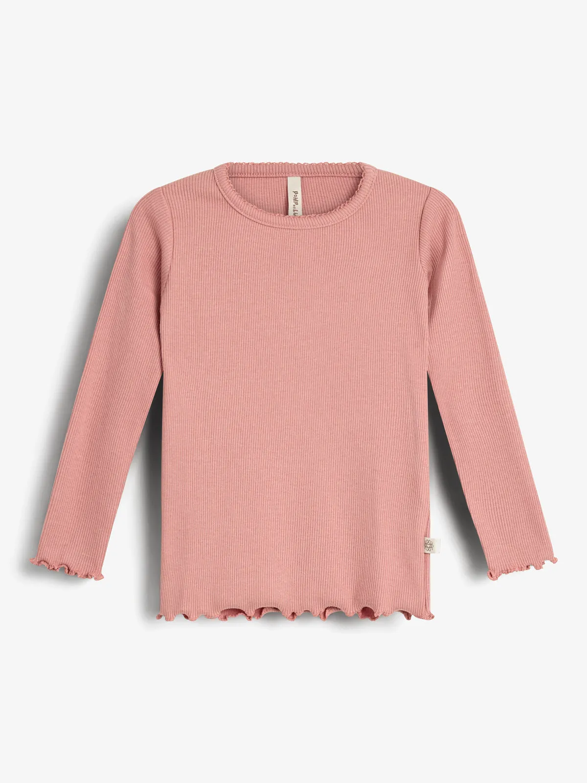 Basic Modal Long Sleeve Rib T-shirt - Little - Dusty Rose