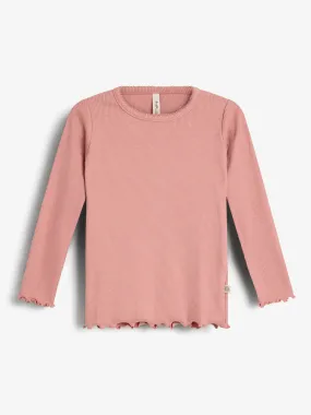 Basic Modal Long Sleeve Rib T-shirt - Little - Dusty Rose