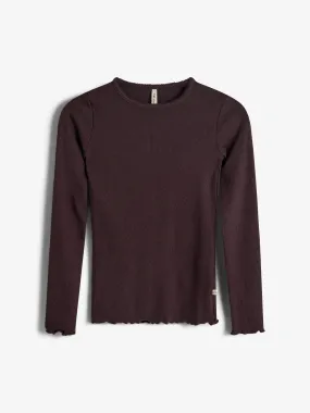 Basic Modal Long Sleeve Rib T-shirt - Tween - Dark Purple