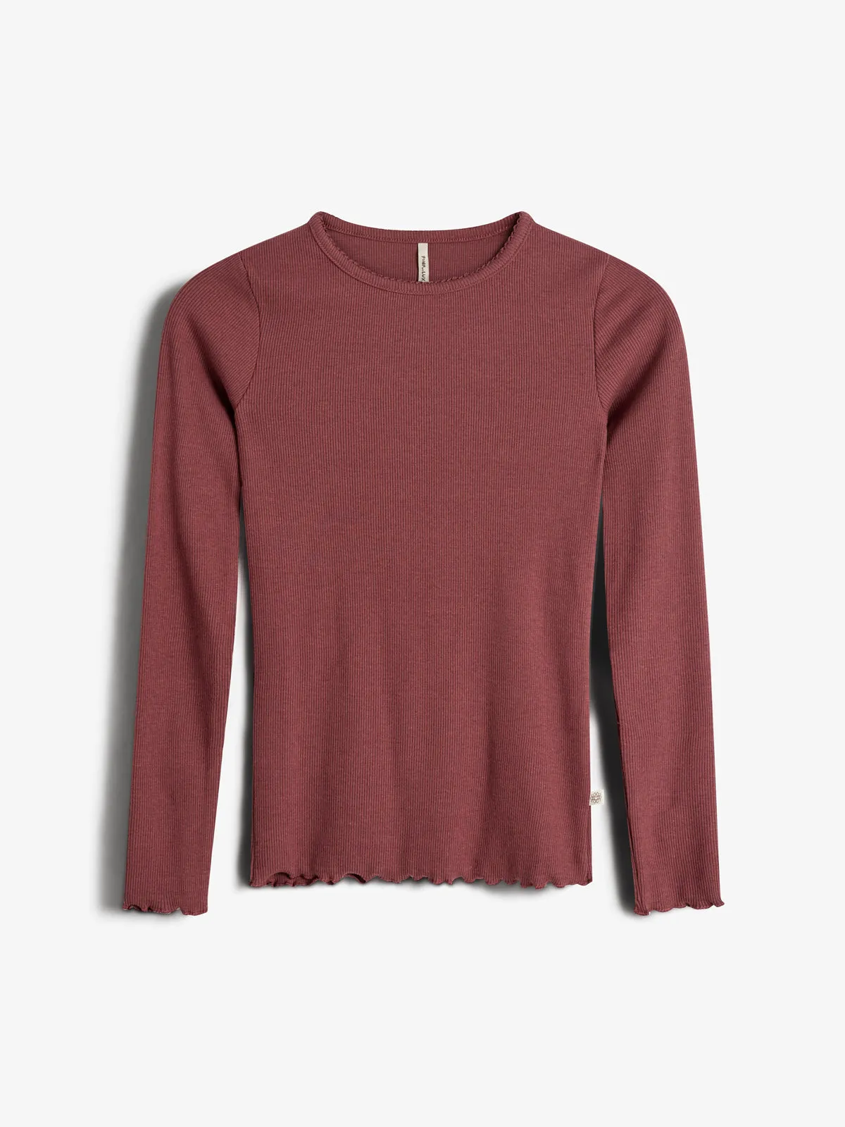 Basic Modal Long Sleeve Rib T-shirt - Tween - Dark Rose