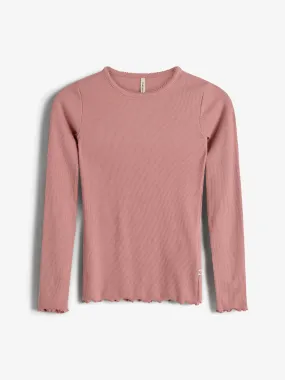 Basic Modal Long Sleeve Rib T-shirt - Tween - Dusty Rose