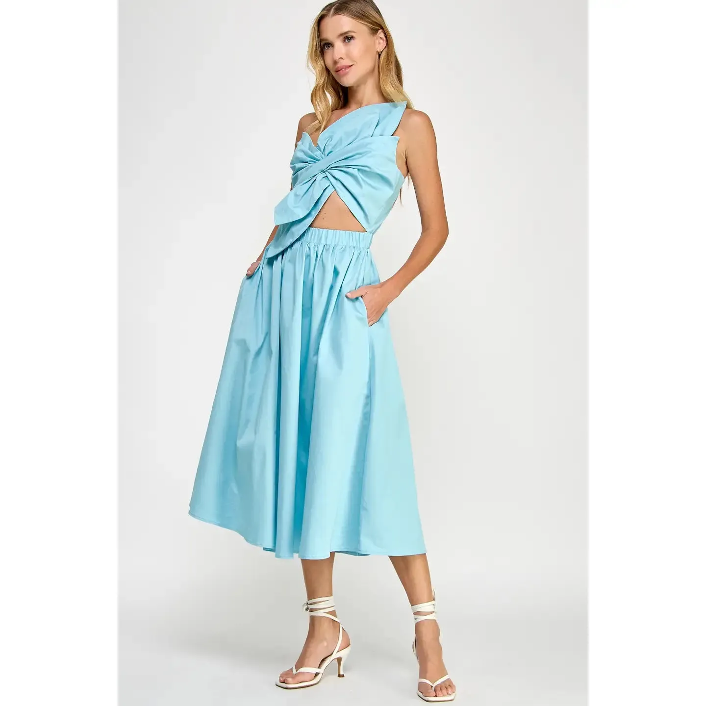 Betsy Blue Flower Midi Dress