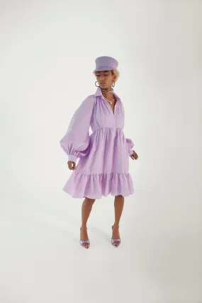 BILLOW SLEEVE BABYDOLL DRESS - Wisteria