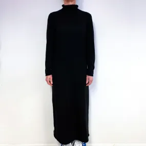 Black Cashmere Long Turtle Neck Dress Medium