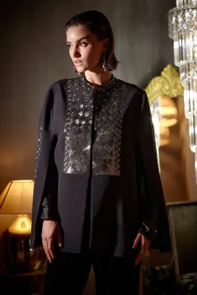 Black Sim Crepe Cape