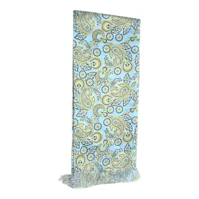 Blue Paisley Printed Scarf With Pocket Square