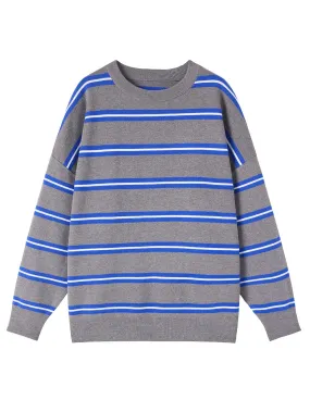 Boyfriend Women's Striped Oversized Sweater Fall Winter Unisex Lazy Casual Loose Pullover Tops Hip Hop Streetwear C-219