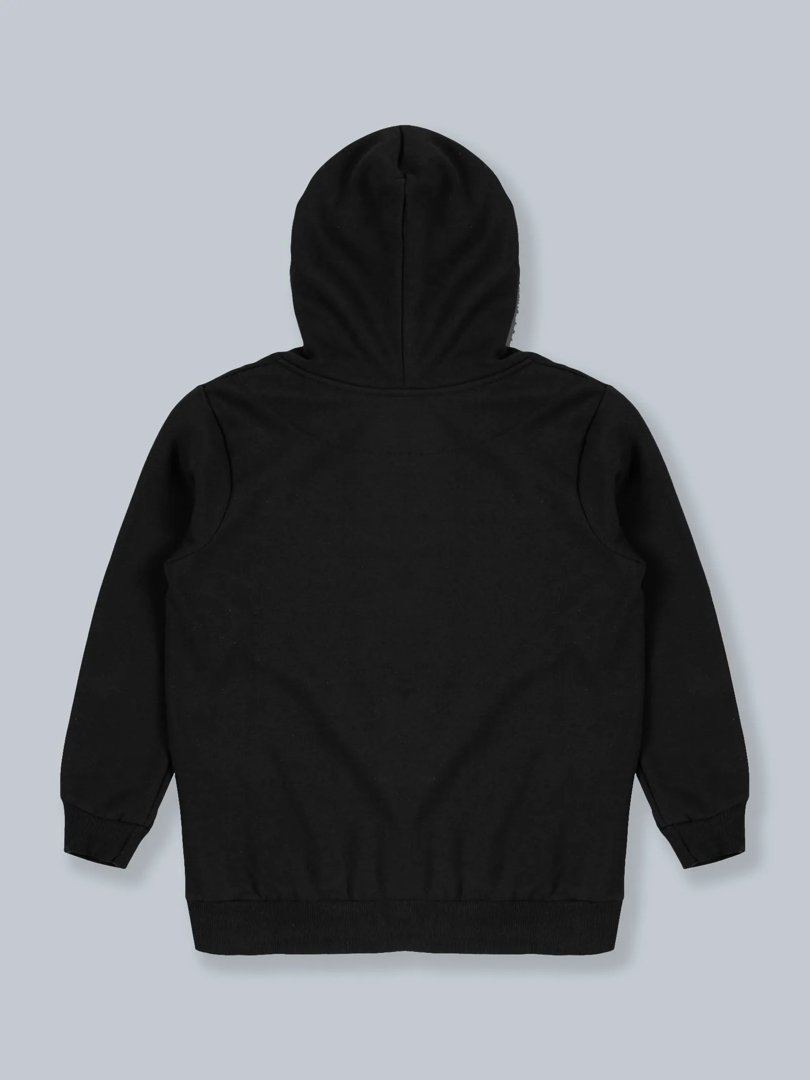 Boys Solid Full Sleeves Zip Front Open Hooded Sweatshirt