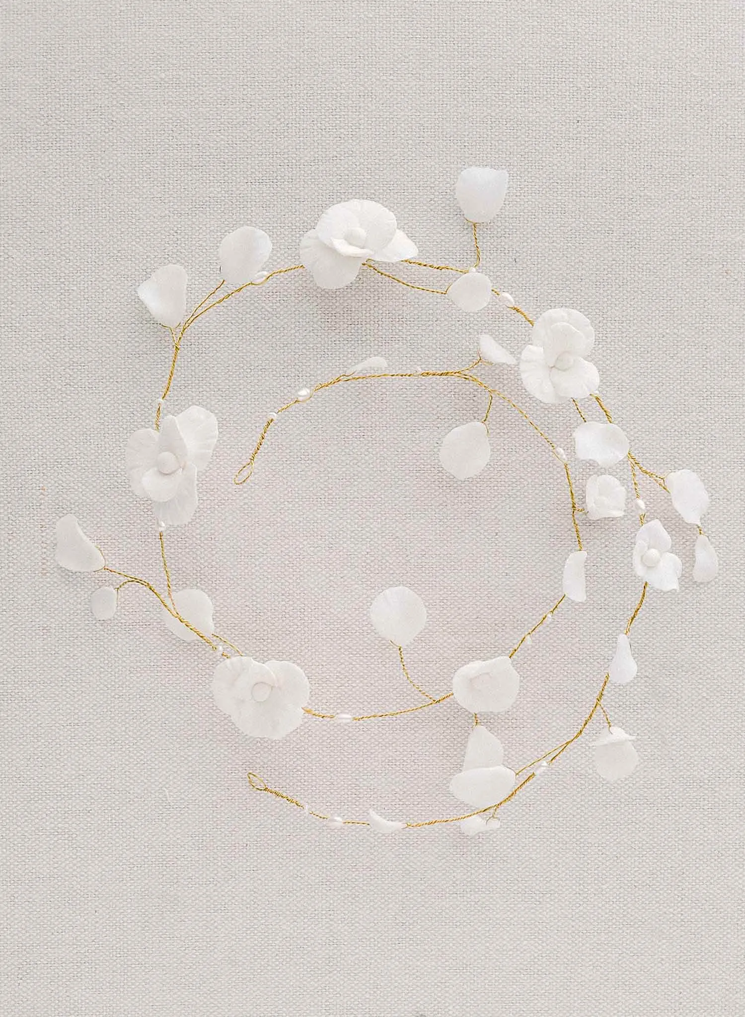 Bridal petal and blossom layering hair vine
