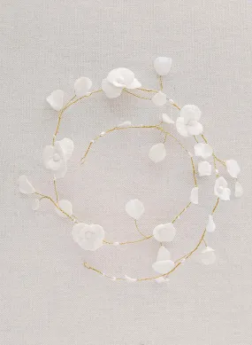 Bridal petal and blossom layering hair vine